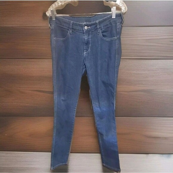 H&M Women’s Jeans 30x32 Straight Stretch Dark Wash Blue Low Rise Denim - Picture 1 of 5